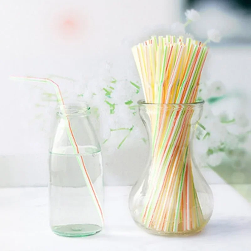 Disposable plastic straws 500PCS party event Flexible Kitchen beverage store accessories disposable plastic straws