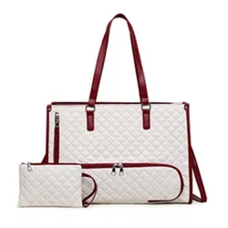 Multifunctional Waterproof 2 - in - 1 Laptop Tote Bag with Shoulder Strap (White And Red)