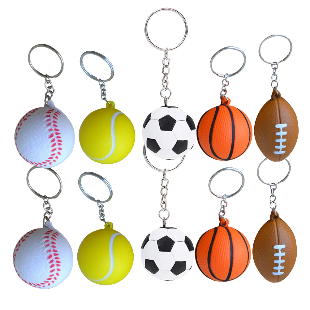 

30pcs Ball Shape Keychains PU Ball Keyring Souvenirs Pendants Toys for Players Athletes Boys Teammates(Basketball + Football +