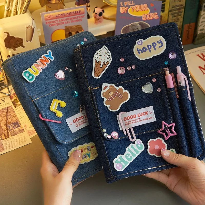 creative Denim Notebooks Binder Journal Hand Ledger Diary Gift Box Girl Notebook Stationery Storage Korean School Supplies