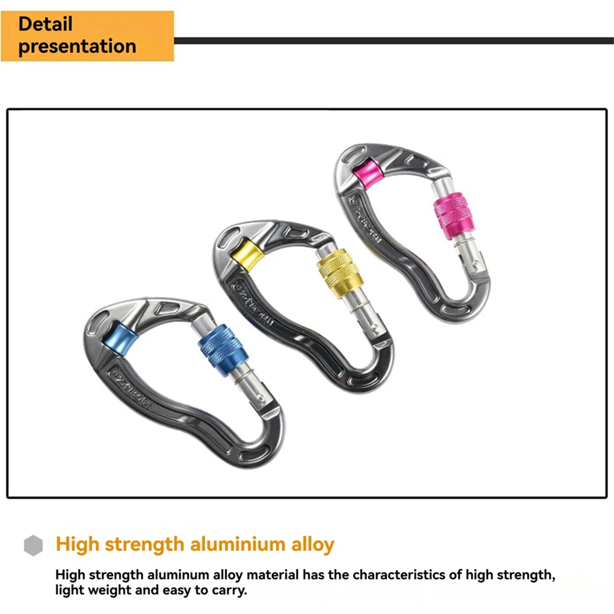 BAAU Rock Climbing Carabiner 25kN for Caving Mountain Climbing,Blue