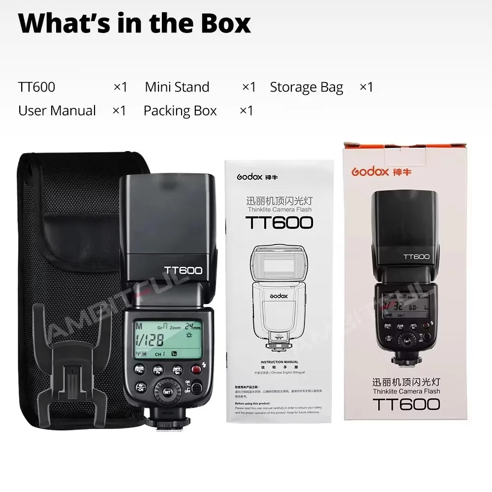 Godox TT600 for Canon Nikon Sony Pentax Olympus Fuji Lumix Panasonic 2.4G Wireless GN60 Master/Slave Camera Flash Speedlite
