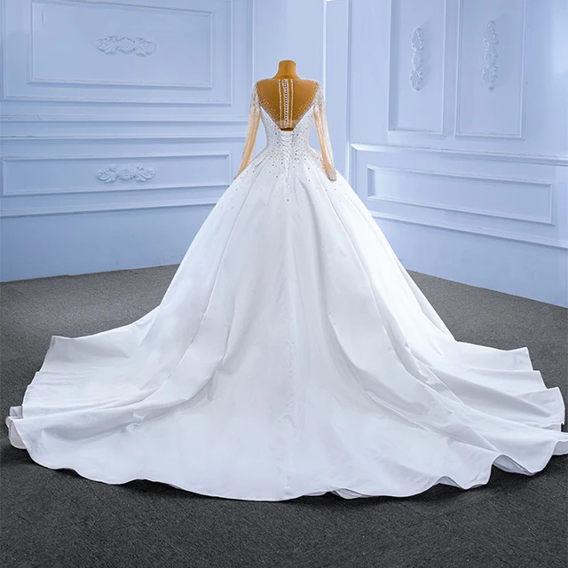 Luxury Wedding Gown For Bride 2022 Soft Satin Floor-Length O-Neck Dresses Crystal RSM67493 Vestido De Novias 2022 2