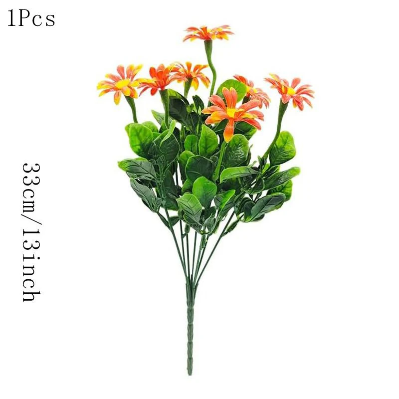 33 cm künstliche Blumen, Gänseblümchen, UV-beständig, farbecht, Kunststoffpflanzen, Zuhause, Hochzeit, Fenster, Outdoor-Dekoration, DIY künstliche Blumen – Detail 10