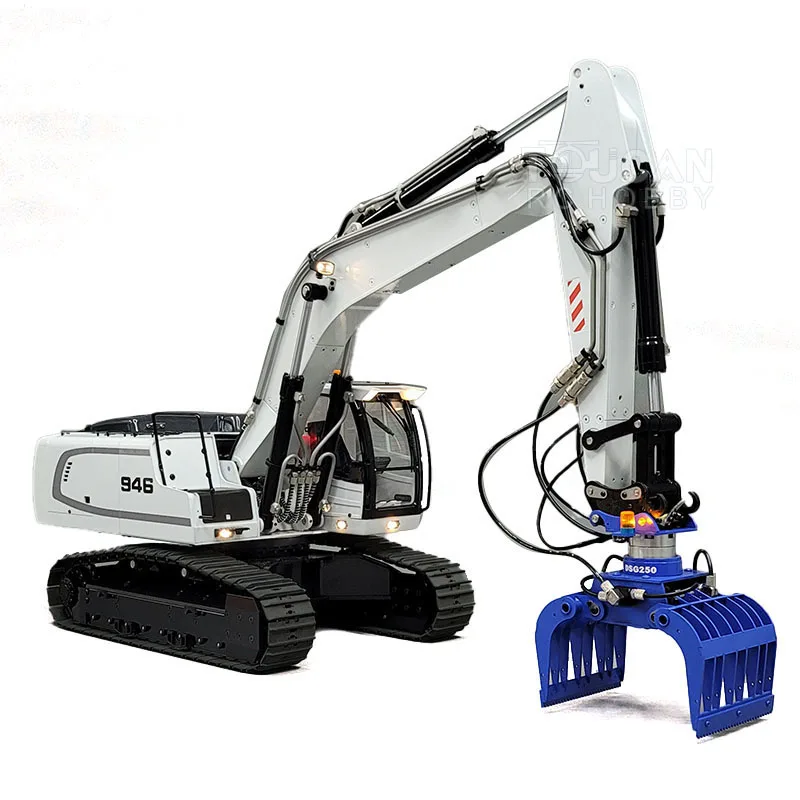 MT 946 1/14 Metal 9CH Tracked Hydraulic RC Excavator TOUCAN Painted Yellow Grab Tiltable Clamshell Bucket Ripper Model TH19597 5