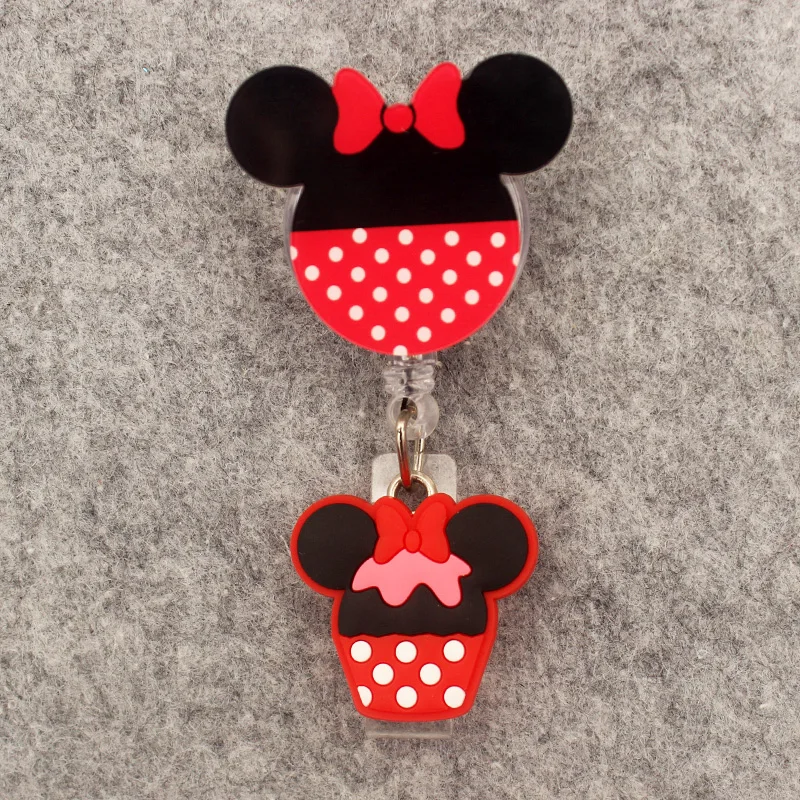 Two Face Girl Mouse Stitch Style Badge Reel Nurse Workers Enfermera ID Holder Retractable Name Card Holder Accessory retractable badge reel badge holder retractable id tag retractable id lanyard