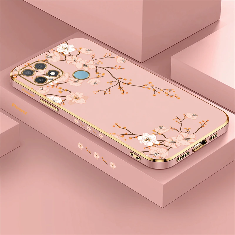 Floral Silicone Plating Cover – Elegant Soft Case Sleeve