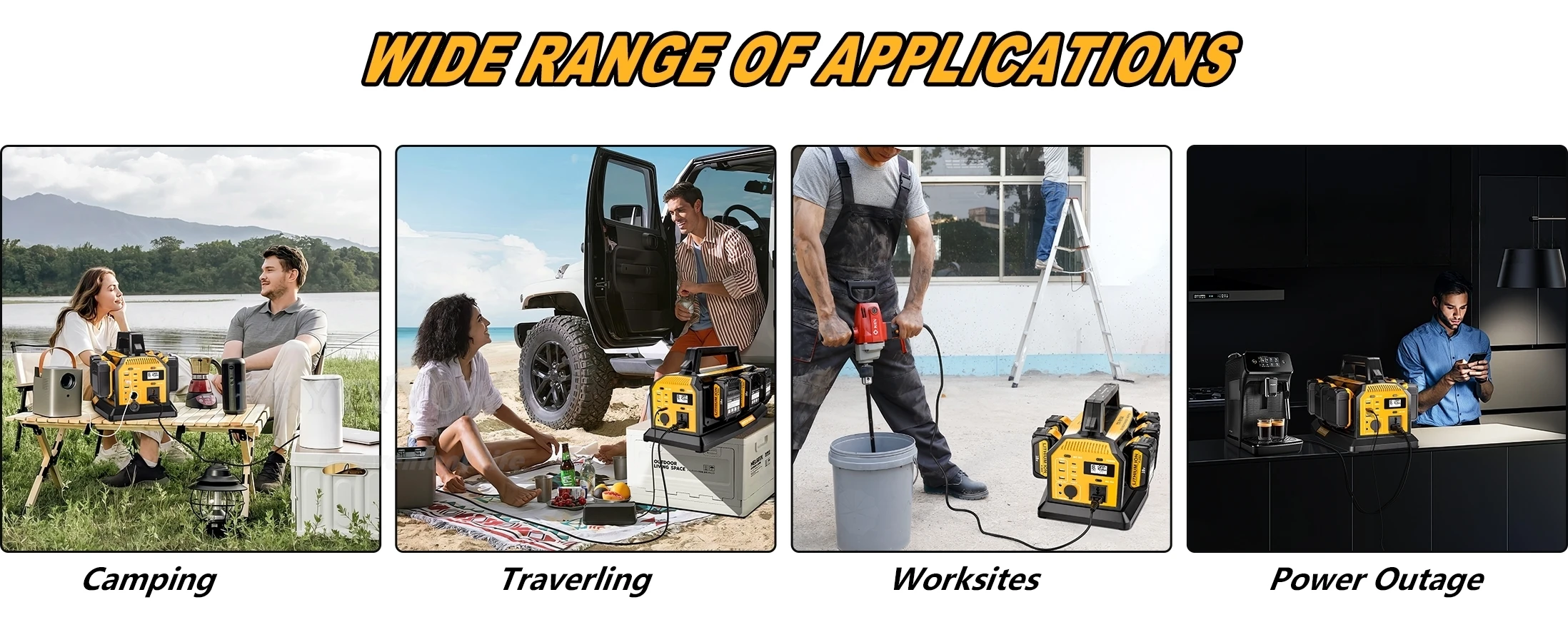 1200W Power Inverter Battery Charger 2-in-1 for DeWalt Battery 6 Ports Rapid Cha