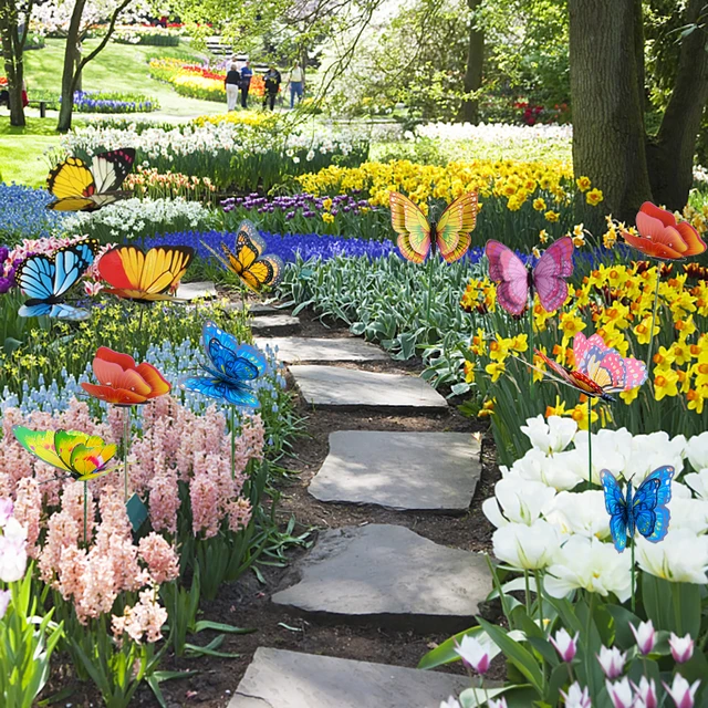 10Db Pillangók Kerti Udvar Ültetvényes Színes Szeszélyes Pillangó Tétek Dekoráció Otthon Kültéri Virág Edények Dekoratív Ellátás - Image 3