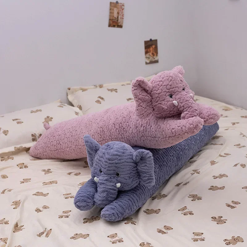 Long Elephant Body Pillow Large Cute Stuffed Animal Cushion Sleeping Elephant Decorative Body Pillow Chair Back Cushion Decor