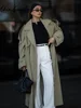 Urban Solid Double Breasted Long Women Coat Casual Full Sleeve Belt Double Breasted Female Jacket 2024 Autumn Winter Lose Lady 4