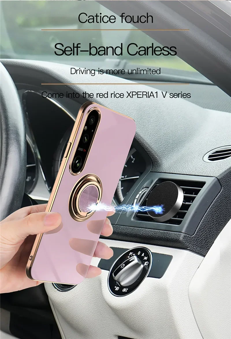 Magnetic Adsorption 6D Plating Silicone TPU Case with Ring Shell Cover