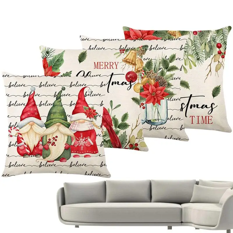

Christmas Throw Pillow Covers Christmas Gnome Pillowcovers Reusable Christmas Cushion Cover Christmas Decor Pillow Covers For
