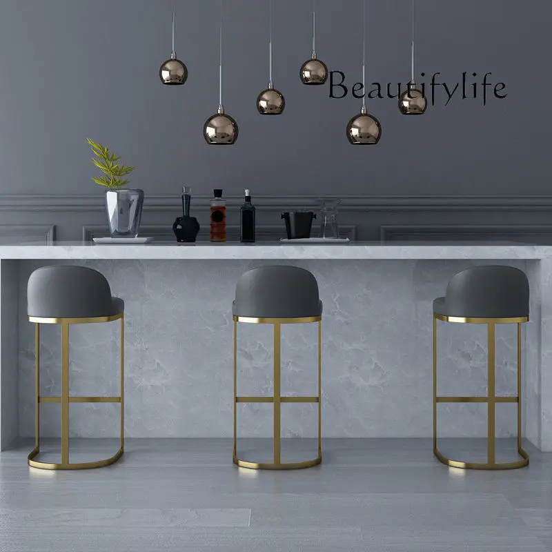 Nordic Simple Bar Chair Hotel Bar Cafe Backrest High Chair