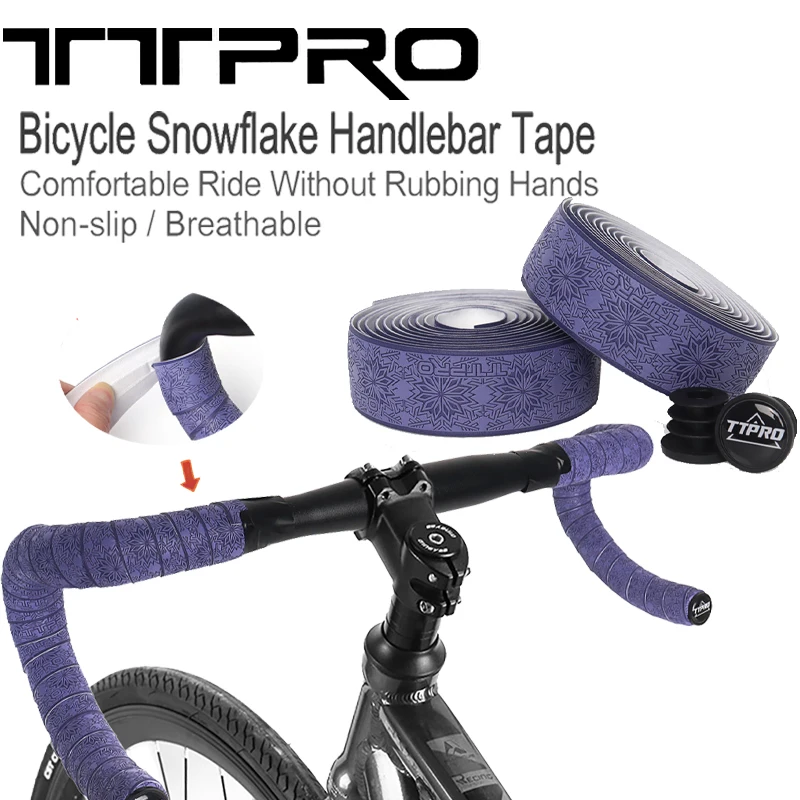 TTPRO Bicycle Handlebar Tape Snowflake Pattern Ultra-light Non-slip Breathable PU+EVA Road Bicycle Outdoor Riding Equipment
