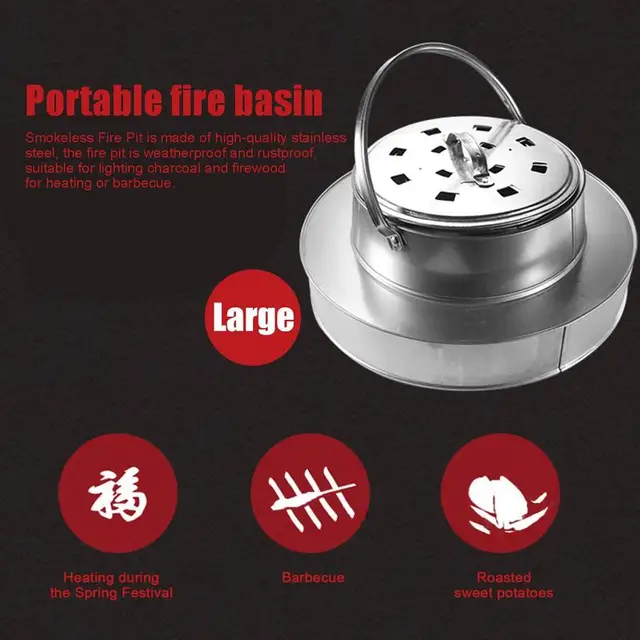 Hordozható Tűzhely Fa Égő Gödör Kályha Máglya Tűz Pit Kültéri Piknikhez - Image 3