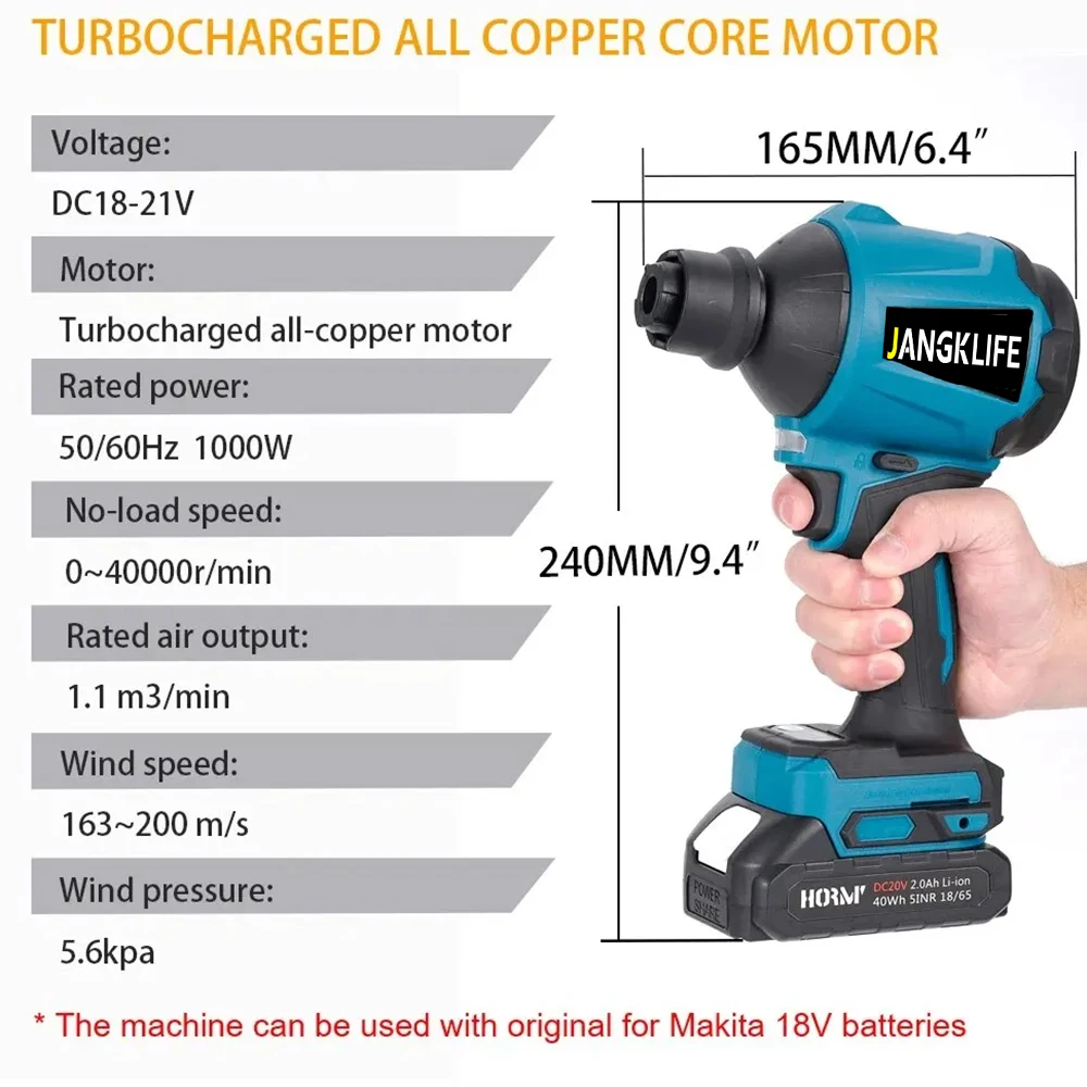 6IN1 Cordless Air Blower With Nozzle Dusting Machine Multifunction Dust Blower Inflator Vacuum Tool For Makita 18V Battery 3