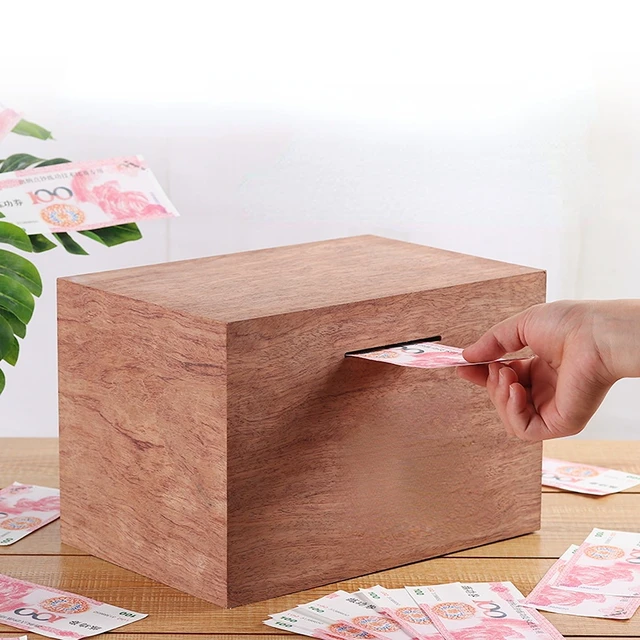 Szilárd Fa Malacka Bank A Papper Pénzért Nagy Kapacitás Kreatív Érme Pénzdoboz No Out Felnőtt Gyerekek Rejtett Tároló Hucha Otthoni Dekoráció - Image 2
