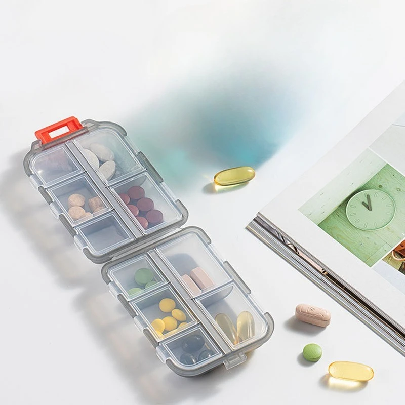 10-Compartment Weekly Pill Organizer - Portable Travel Case with Daily Dispenser Trays, Leak-Proof Medication &Vitamin Storage