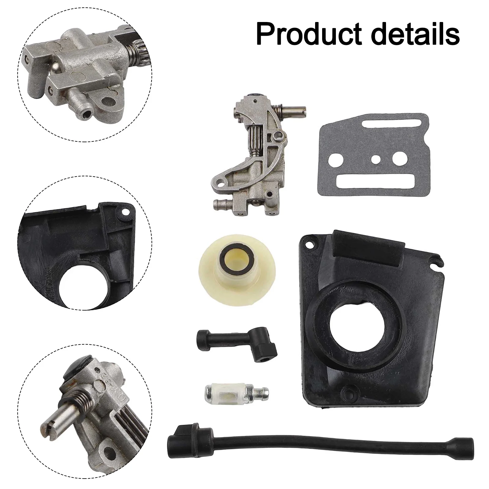 Ölantriebspumpen-Set für chinesische Kettensäge 4500 5800 45 cc 52 cc 58 cc Pumpenabdeckung Schneckengetriebe Ölpumpenabdeckung Ölfilter Ölrohr – Detail 4