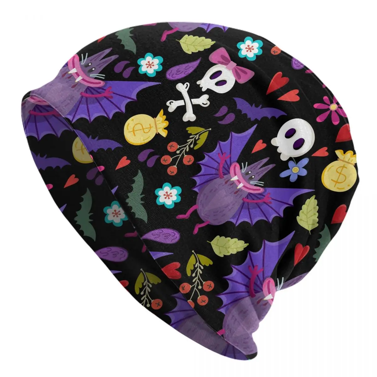 

Bonnet Hat for Men And Women Funny Skulls And Bats Knitted Beanies Soft Turban Hat Hip Hop Beanie