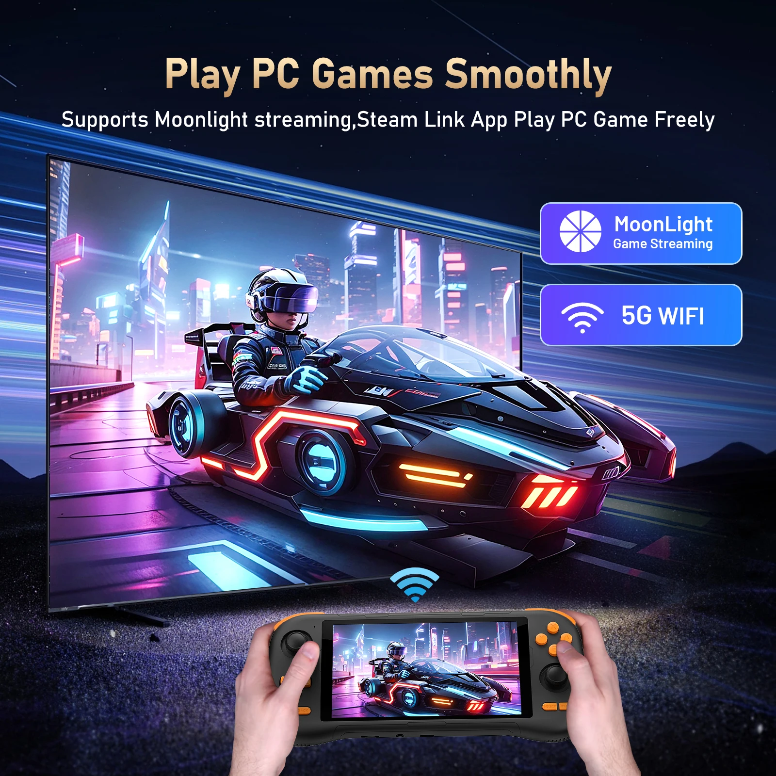 NEW Handheld Game Console K56 5.5'' Touch Screen 50 Emulators for PS1/PSP/DC/SS Android 14 5000mAh WIFI5 Retro Game Player - 5