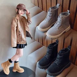 3-12Years Old Kids Shoes Autumn Winter Boy Fashion Boot for Girls British style Children Boots Black Brown Gray