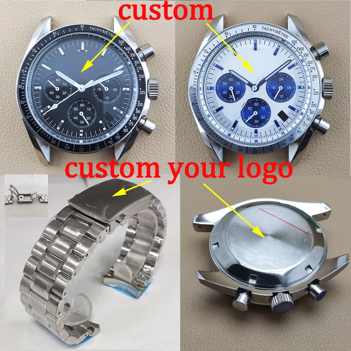 

vk63 case nh35 watch case panda dial japan quartz watch VK63 movement custom logo nh36 case chronograph electronic Multifunctio