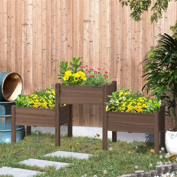 Wooden Planter、Flower shelf,Wood Planter Box-Coffee 6