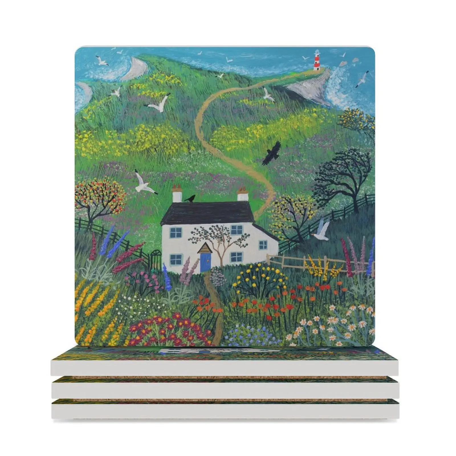 

The Path to the Lighthouse Ceramic Coasters (Square) coffee funny Coasters