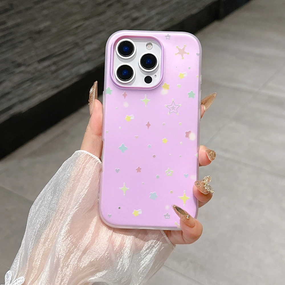 Cute Colorful Star Clear 2-in-1 Phone Case Cover