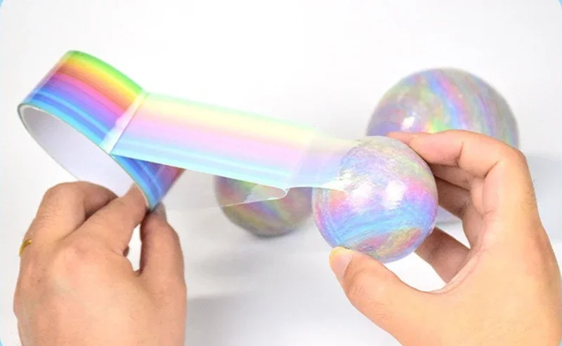 2/1PC Rainbow Ball Rolling Glue Decompression Sticky Tapes  Sticky Ball Handmade DIY Crafting Making Colored Ball Tapes