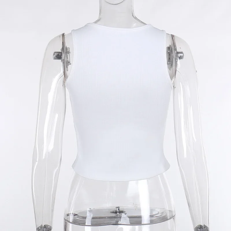 Y2k Accessories Summer Outfit Slim Fit Streetwear Casual Ropa De Mujer Hot Drilling Cute Tops White Tank Top Women Edgy Clothes