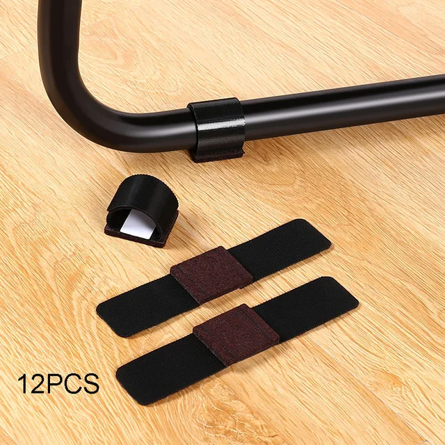 Office Chair Leg Felt Pads Covers Non-Slip Hook and Loop Fasteners Chair Feet Wrap Pads Protectors Hardwood Floor Glides 12PCS