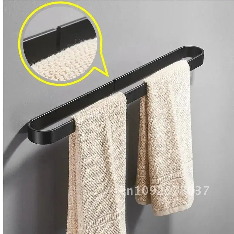Nail Towel Solid Aluminum Black Towel Bar Single cm free Holder Black Matte Bathroom Rack 30/40/50/60