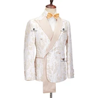 Cenne Des Graoom 2024 New Double-breasted Tuxedo Suits for Men Floral Paisley Jacquard Blazers Pants Wedding Party Wear Prom ﻿ 2