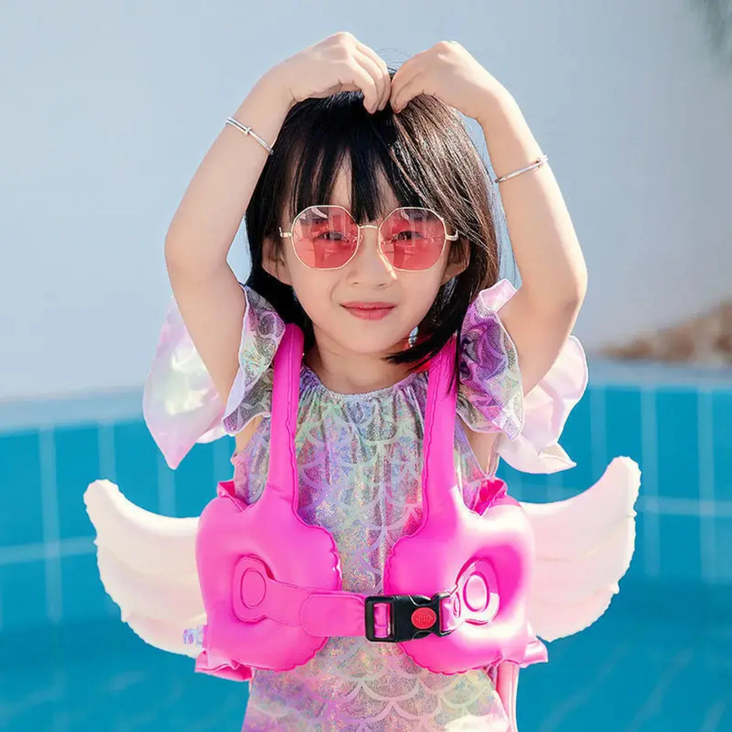 Angel Wing Buoyancy Vest 2-8 Age Inflatable PVC Float Pool Learn to Swim Boating Drift Safety Accessories Life Jacket