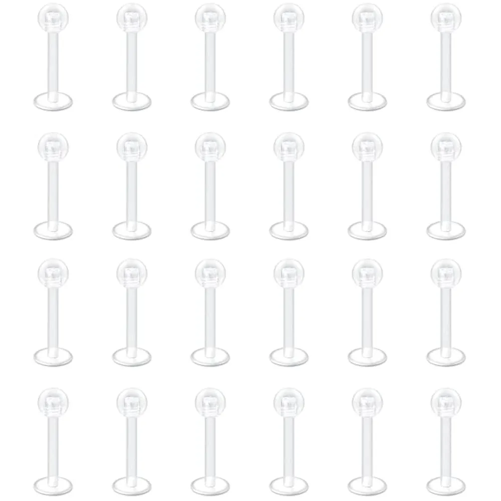 20 Stück 16G Bioflex Kunststoff Lippenringe Labret Retainer Bar Länge Clear Forward Helix Tragus Ohrringe Flexibles Monroe Piercing – Detail 4