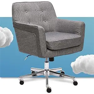Serta ashland home office chair with silver base button tufted back and memory foam seat cushion
