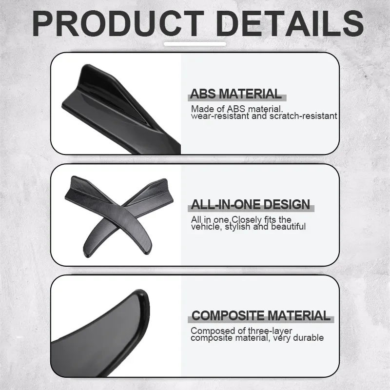 Car Bumper Spoiler Front Rear Lip Anti-collision Universal Car Side Skirt for BMW Mercedes-Benz Toyota Audi Volkswagen 1 Pair car bumper spoiler bumper lip bumper lip decoration car rear bumper lip car side spoiler