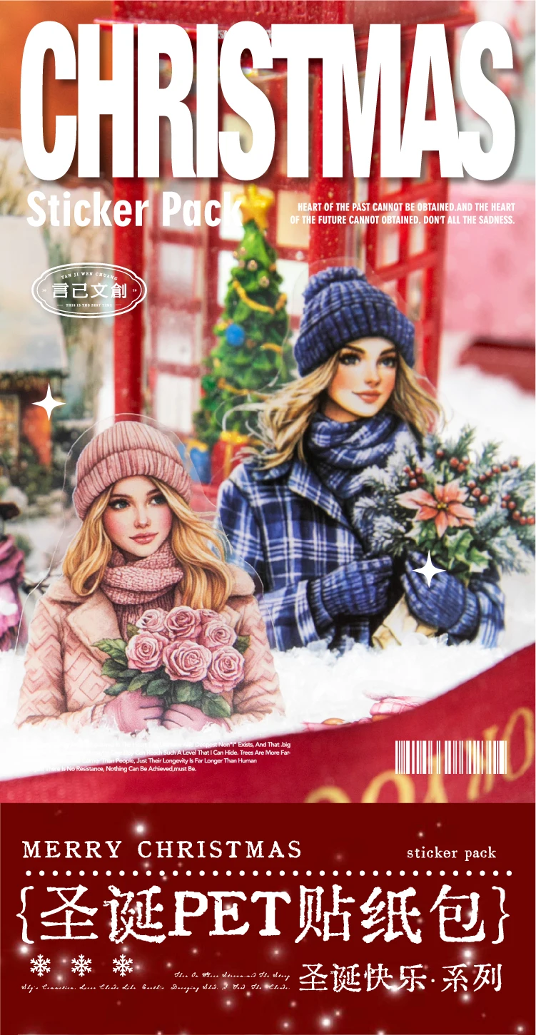 40 teile/paket Frohe Weihnachten Aufkleber Weihnachten Party Kreative Klebstoff DIY Hand Made Collage Junk Journal Scrapbook Liefert ﻿ – Detail 1