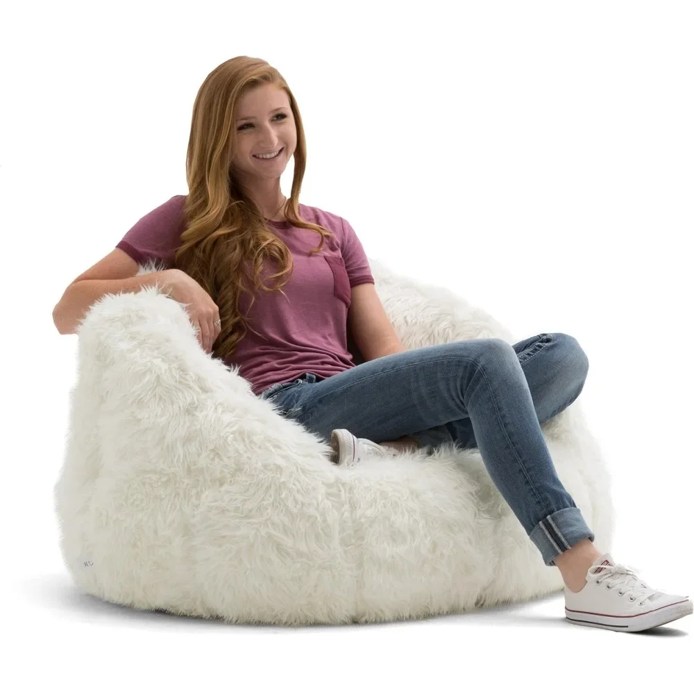 

Milano Bean Bag Chair, Bean Bag Sofa Milano Super Soft Leopard Beanbag Chair ，Ivory Shag Fur, Soft Faux Fur, 2.5 feet