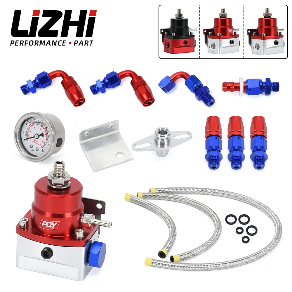 Universal Adjustable Fuel Pressure Regulator Gauge AN6 Fuel Line Hose Fittings End Kit fuel pressure regulator fuel line pipe