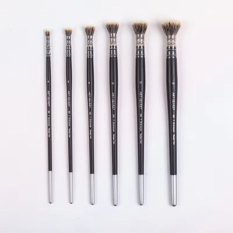ArtSecret 1/6PCS 수채화 오일 아크릴 페인팅 플랫 아트 페인트 브러쉬 685F용 천연 족제비 헤어 페인트 브러쉬