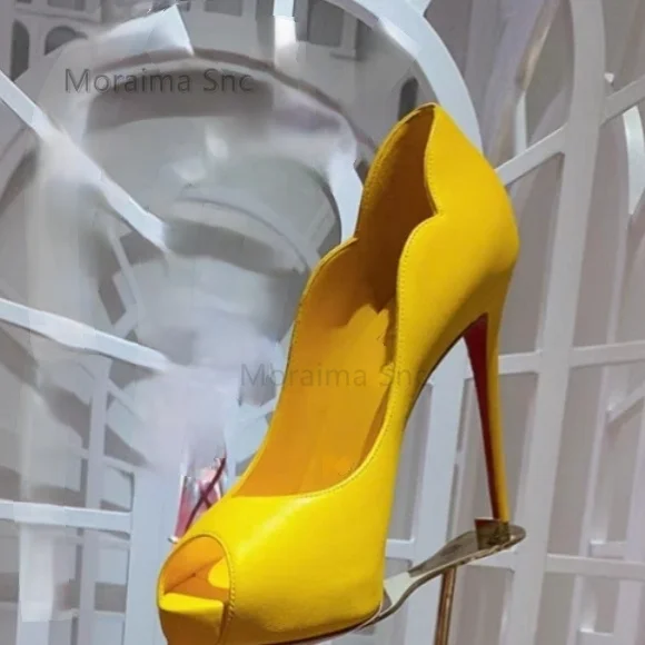 Women Sandals Pink Yellow Patent Leather Peep Toe Sandals for Women Stiletto High Heels Girls Party Slip On Pumps