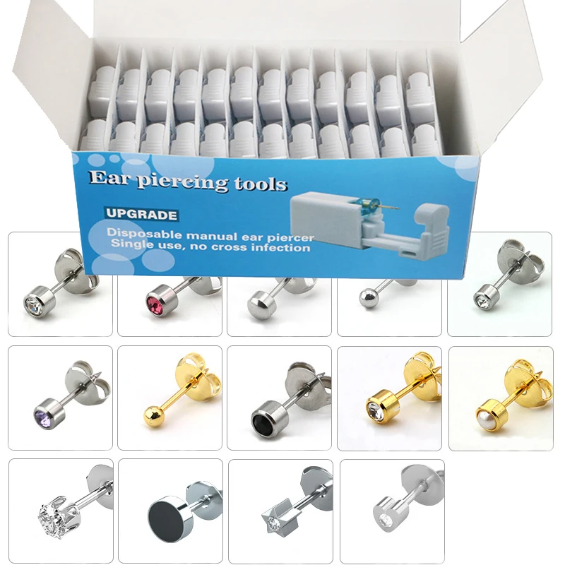 NONE Ear Piercing Gun Disposable Safety Piercer Set Multicolor 8