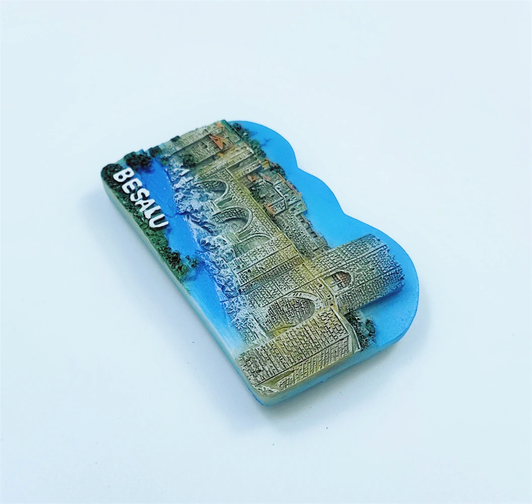 Besalu 스페인 3D 냉장고 자석 기념품 선물, 송진 수제 Besalu 냉장고 자석, 가정 및 주방 장식 컬렉션