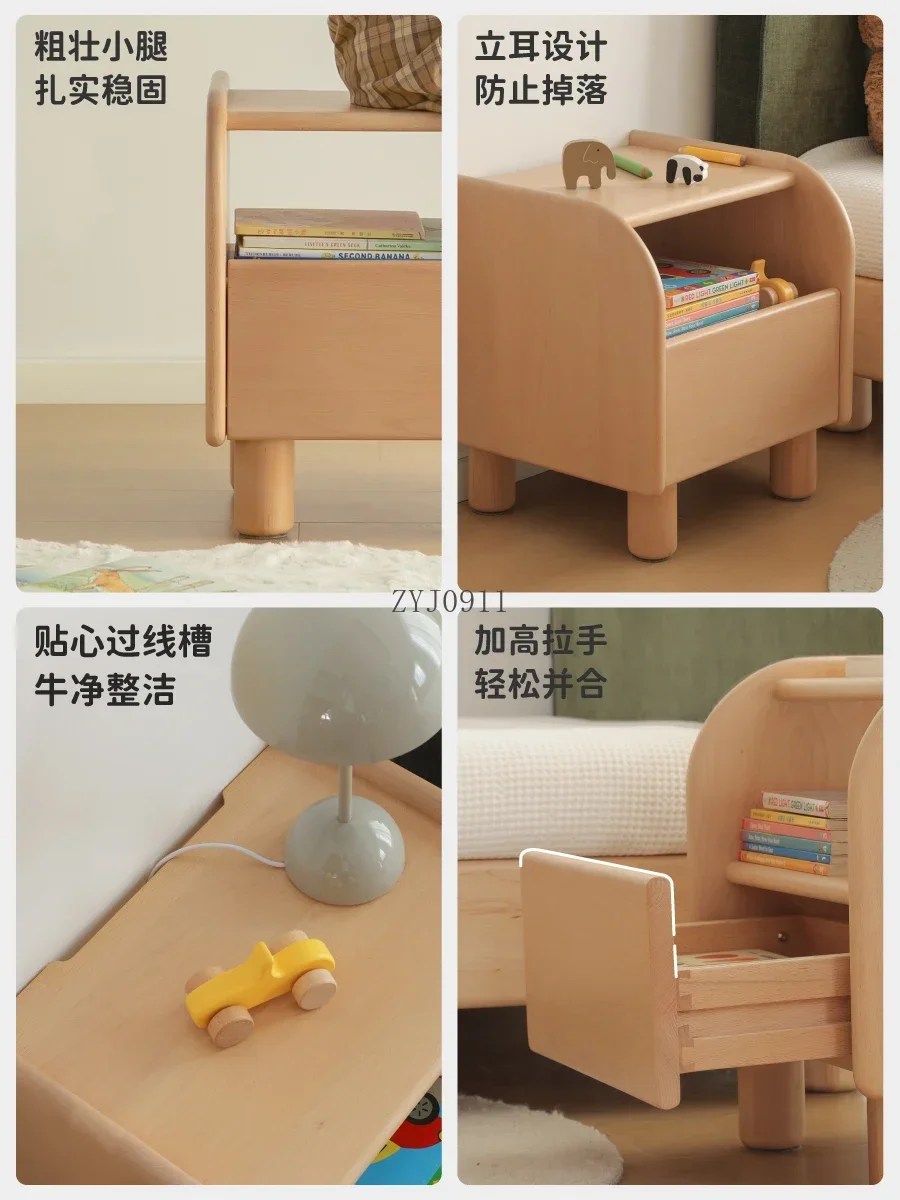 Children's solid wood bedside table Girl bedroom room storage cabinet Baby bedside cute locker