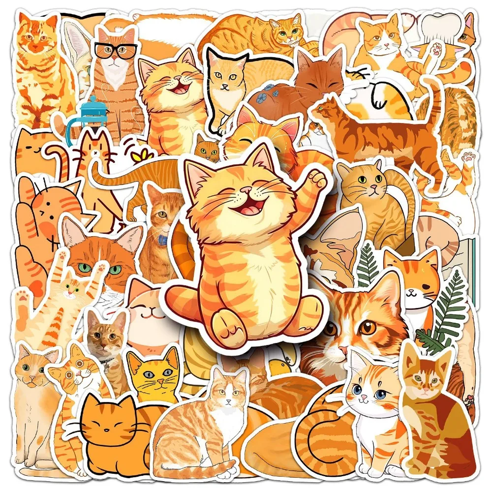 10/50Pcs Kawaii Animal Pets Orange Cat Graffiti Stickers Aesthetic ...