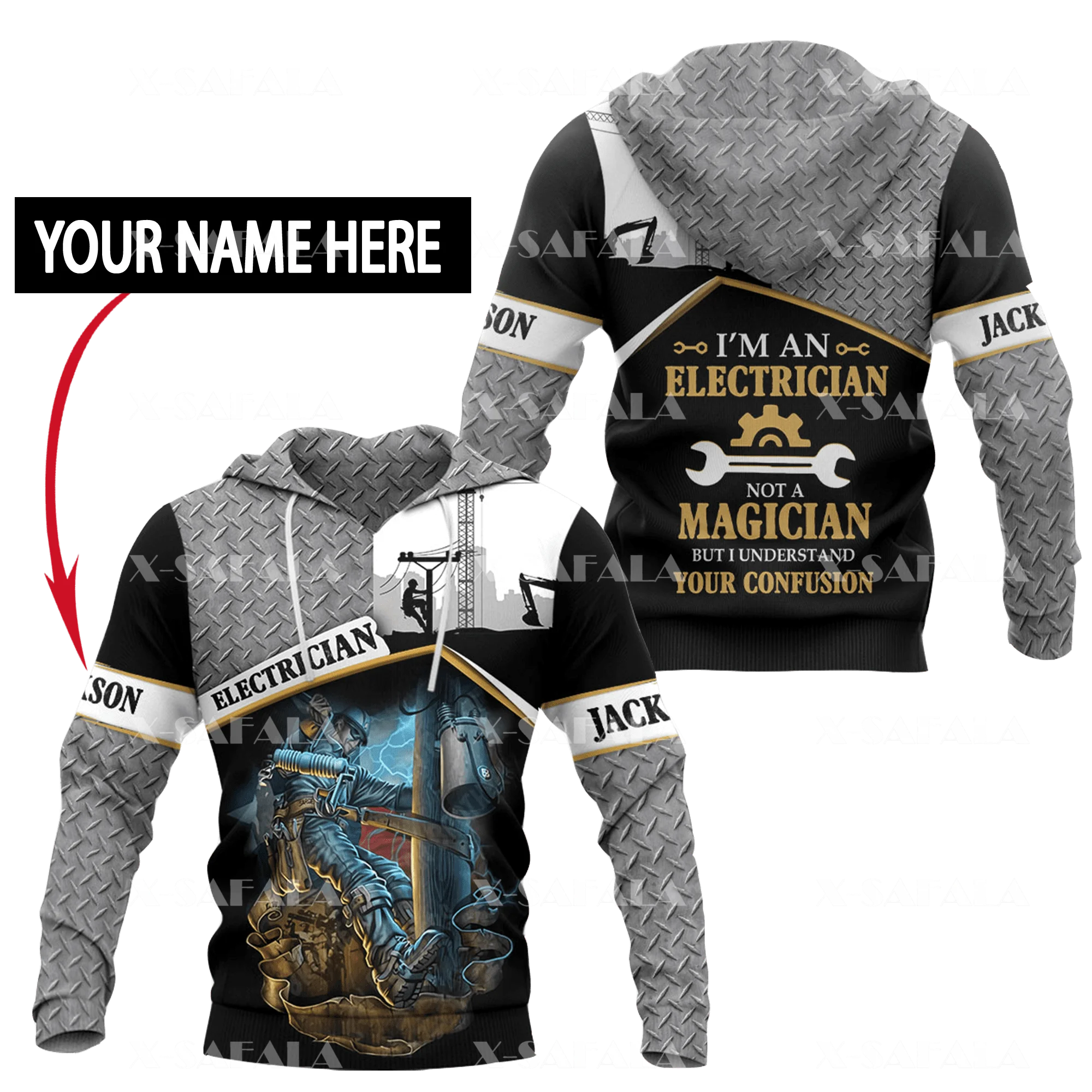 Electrician Customized 3D Print Hoodies Man  Women Harajuku Pullover Sweatshirt  Casual Tracksuit Unisex Zipper Up Jacket -1